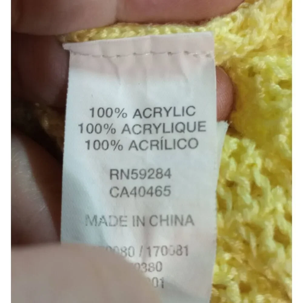 Children's Place Sweater Girls 14 Yellow Crew‎ Neck Open Weave